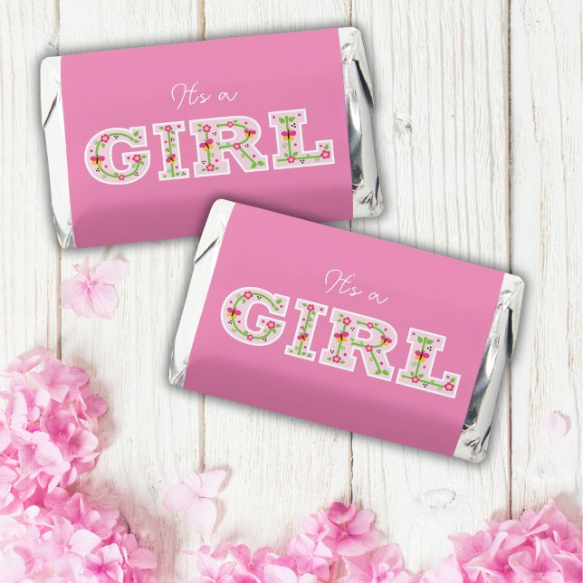 it's a girl, flowers and butterflies baby shower hershey's miniatures (Creator Uploaded)
