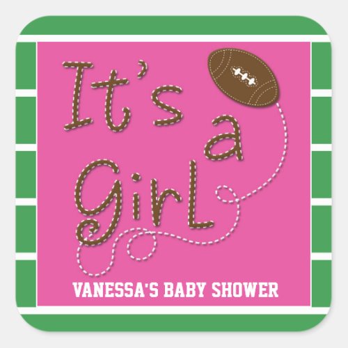 ITS A GIRL Football Baby Shower Party Sticker
