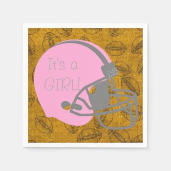 It's A Girl Football Themed Baby Shower Napkins by CardinalCreations at Zazzle