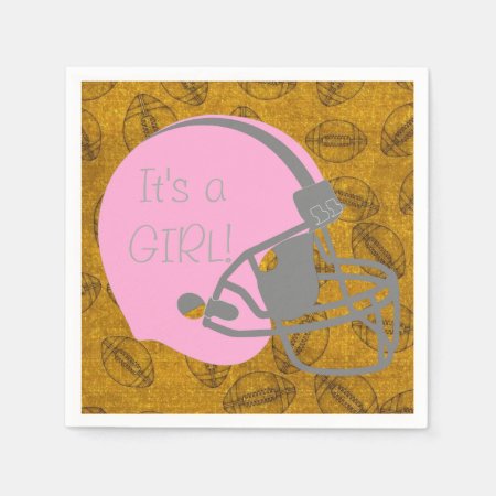 It's A Girl Football Themed Baby Shower Napkins