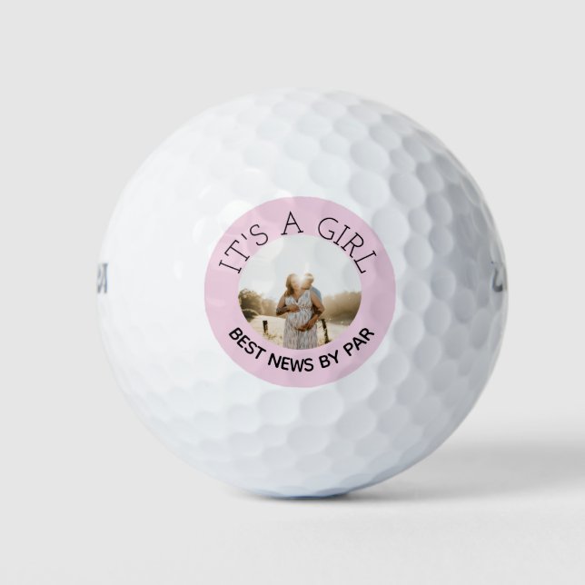 Its a girl Gender reveal photo personalized Golf Balls (Front)