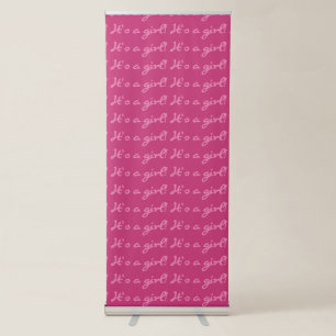 It's a Girl Gender Reveal Pink Selfie Backdrop Retractable Banner