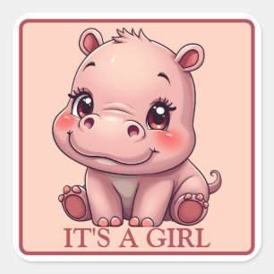 IT'S A GIRL - Gender Reveal Square Sticker
