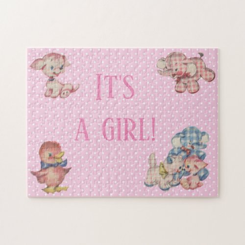 Its a Girl Gender Reveal Surprise Pink Jigsaw Puzzle