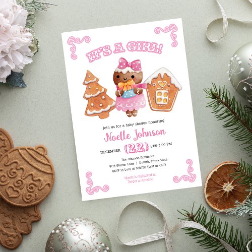 Its a Girl Gingerbread Baby Shower Invitation