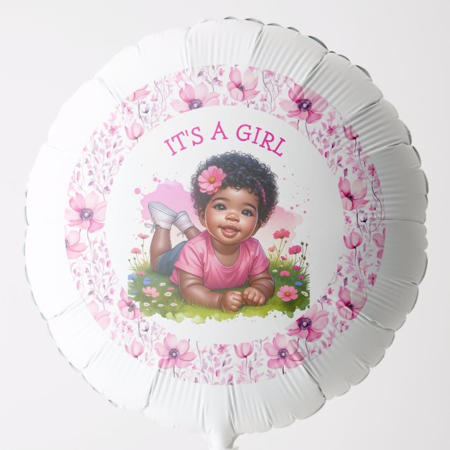 It's a Girl |  Girl's Floral Baby Shower  Balloon (Front)