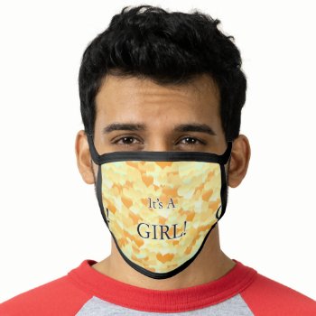 It's A Girl! Golden Hearts Face Mask by BlakCircleGirl at Zazzle