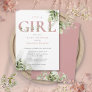 Its A Girl Greenery Dusty Rose Letter Baby Shower Invitation