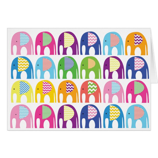 It's a Girl Greetings Card - Elephants (Front Horizontal)