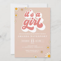 It's a girl Groovy  Baby Shower Invitation