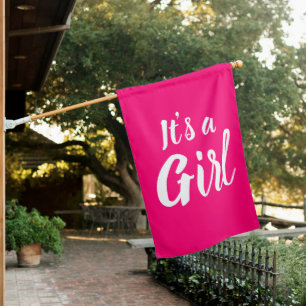 It's a Girl, hot pink baby shower gender reveal House Flag