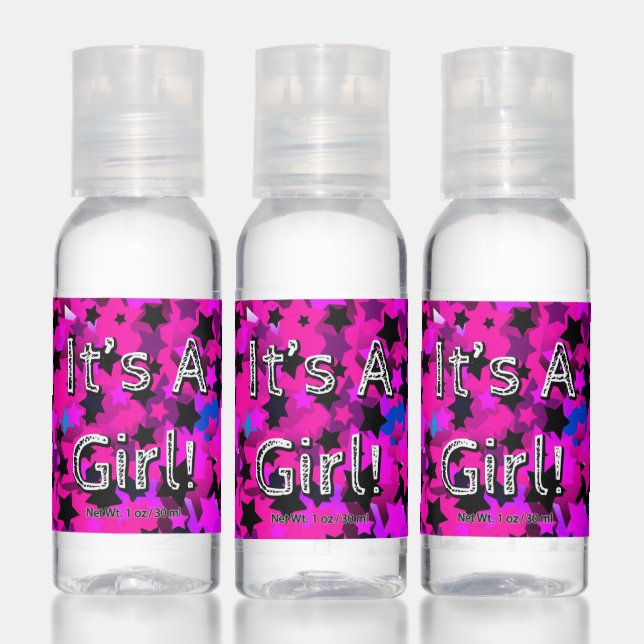It's A Girl! Hot Pink Stars Hand Sanitizer (Set)