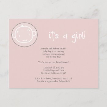It's A Girl! Invitation by simplysostylish at Zazzle