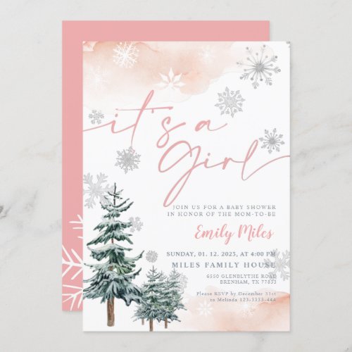 Its a girl invitation Winter baby shower Invitat Invitation