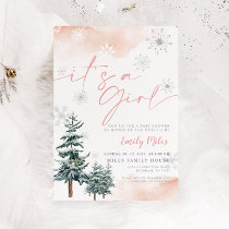 It's a girl invitation, Winter baby shower  Invitation