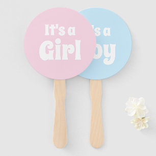 It's a Girl, It's a Boy baby shower gender reveal Hand Fan