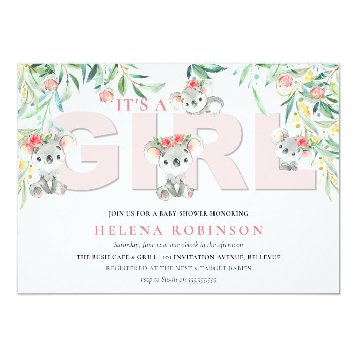It S A Girl Koala Babies Baby Shower Invitations Zazzle Com It S A Girl Koala Babies Baby Shower Invitations Zazzle Com