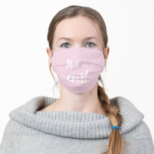 Its a Girl light pink baby shower gender reveal Adult Cloth Face Mask