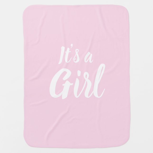 It's a Girl, light pink baby shower, gender reveal Baby Blanket (Front)