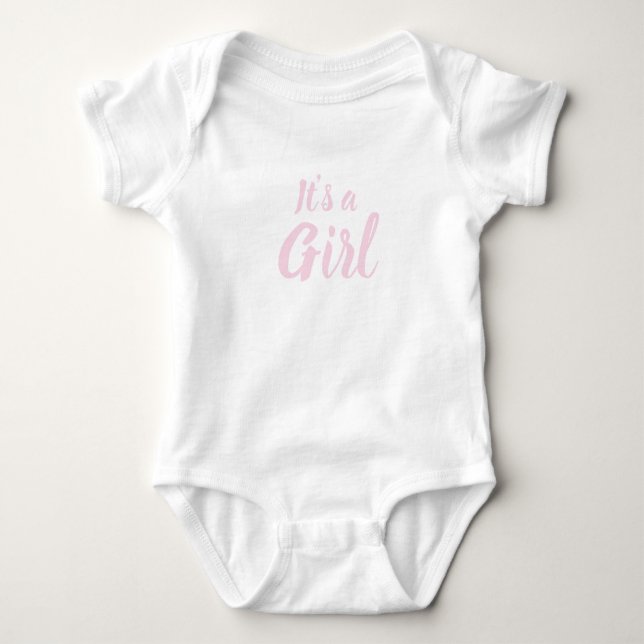 It's a Girl, light pink baby shower, gender reveal Baby Bodysuit (Front)