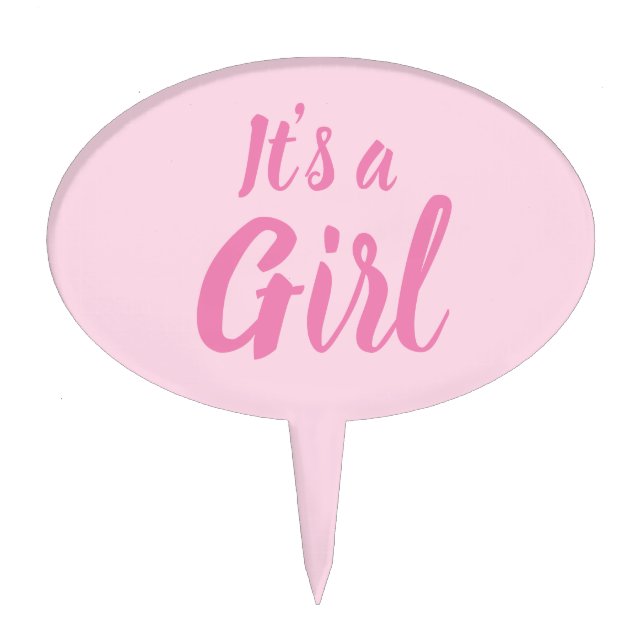 It's a Girl, light pink baby shower, gender reveal Cake Topper (Front)