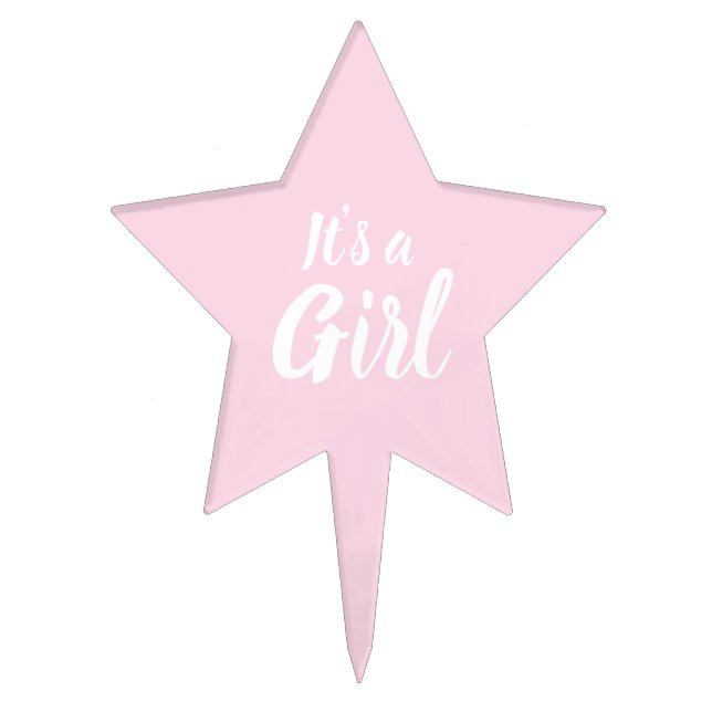 It's a Girl, light pink baby shower, gender reveal Cake Topper (Front)