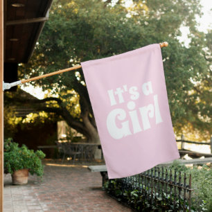 It's a Girl, light pink baby shower gender reveal House Flag