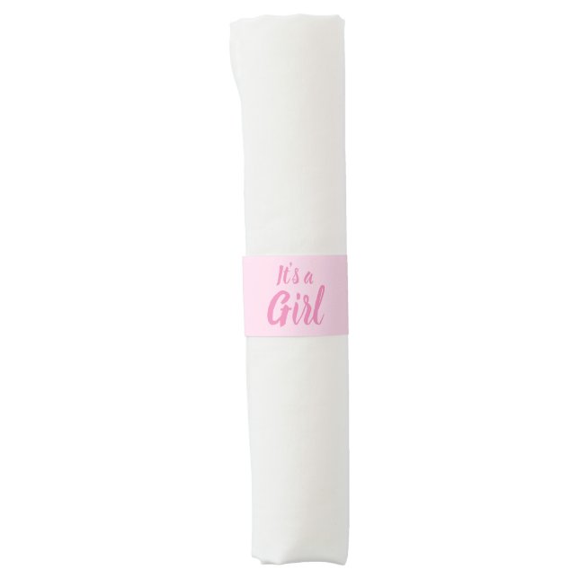 It's a Girl, light pink baby shower, gender reveal Napkin Bands (Front)