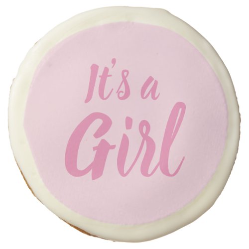 Its a Girl light pink baby shower gender reveal Sugar Cookie
