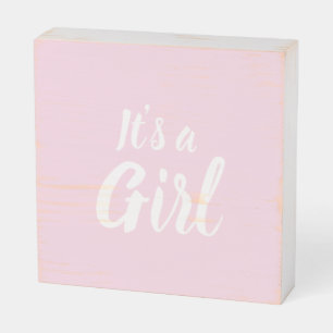 It's a Girl, light pink baby shower, gender reveal Wooden Box Sign