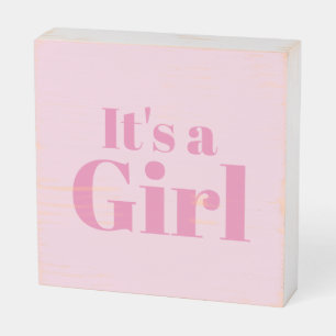 It's a Girl light pink baby shower gender reveal Wooden Box Sign
