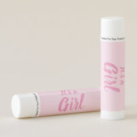 It's a Girl light pink script baby shower favors Lip Balm