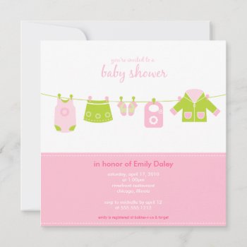 {it's A Girl!} Little Laundry Baby Shower Invitiat Invitation by simplysostylish at Zazzle