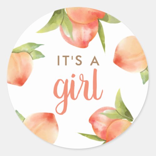 Its A Girl Little Peach Baby Shower Decorations  Classic Round Sticker