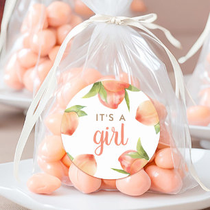 It's A Girl Little Peach Baby Shower Decorations Classic Round Sticker