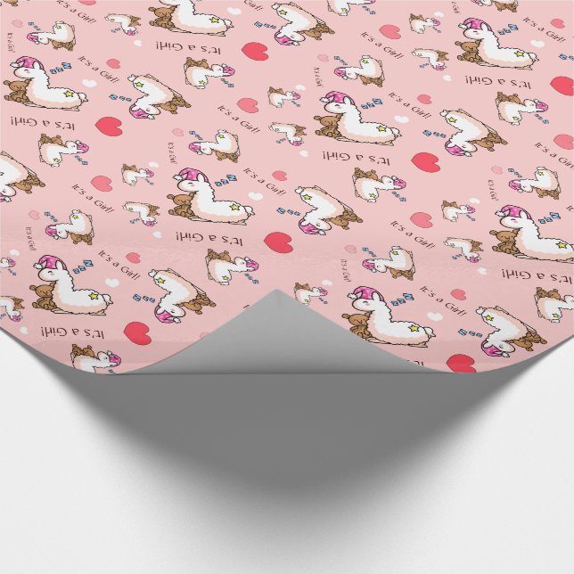 It's a Girl Llama! Wrapping Paper (Corner)