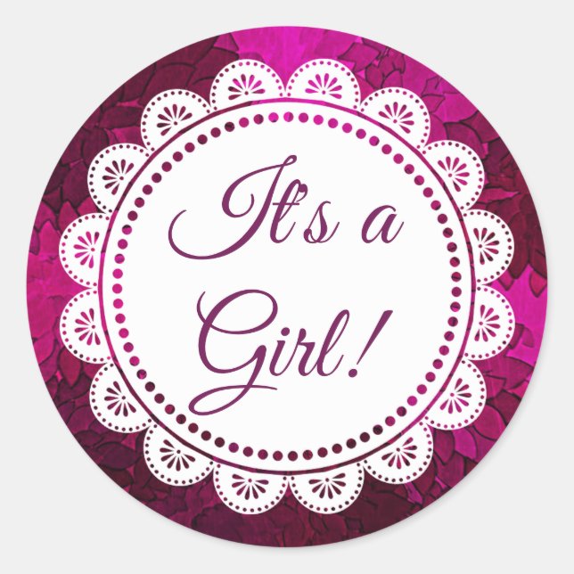 It's a Girl Magenta Stickers (Front)