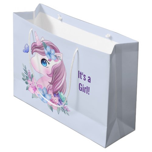 Its a Girl Magical Unicorn Portrait Large Gift Bag