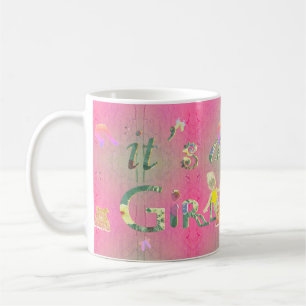 "It's a Girl" Mermaid/Baby Clothes Illustration Coffee Mug