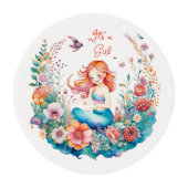 It's a Girl Mermaid Themed Baby Shower  Edible Frosting Rounds (Front)