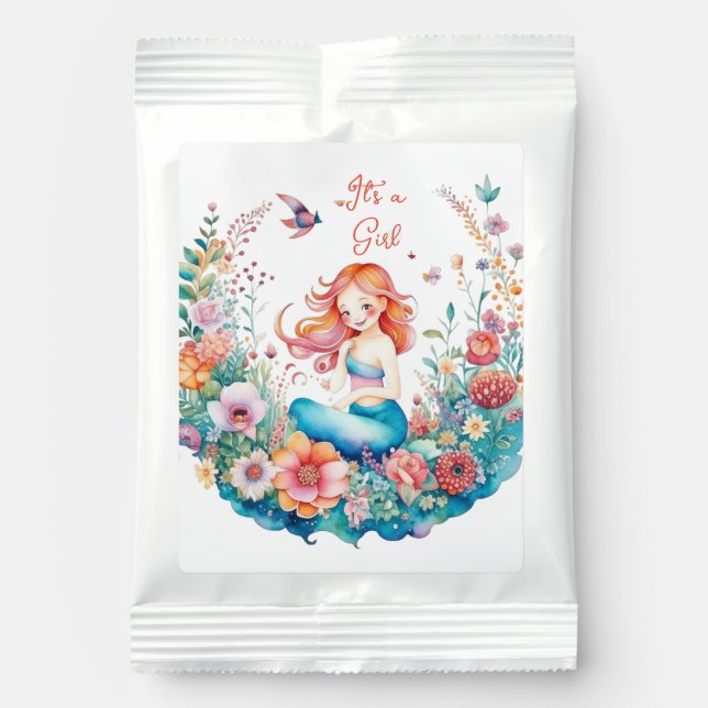 It's a Girl Mermaid Themed Baby Shower  Margarita Drink Mix (Front)