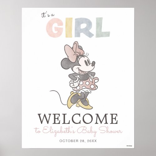 Its a Girl Minnie Mouse Baby Shower Welcome Sign