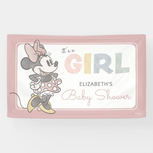 Its a Girl Minnie Mouse Watercolor Baby Shower Banner