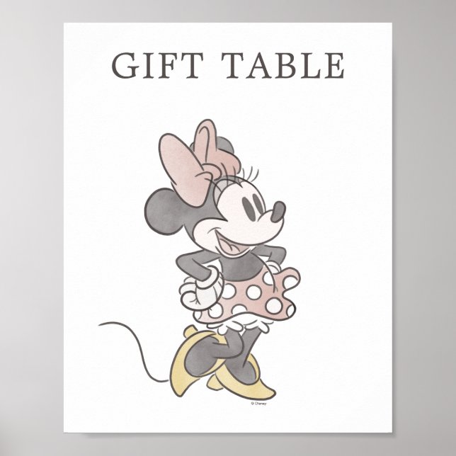 It's a Girl! Minnie Mouse Watercolor Baby Shower Poster (Front)