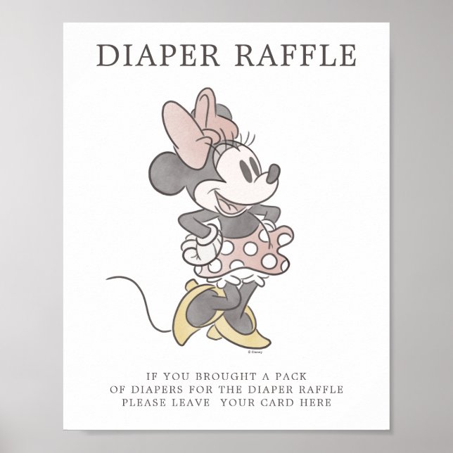 It's a Girl! Minnie Mouse Watercolor Baby Shower Poster (Front)