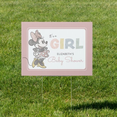 Its a Girl Minnie Mouse Watercolor Baby Shower Sign