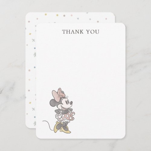 Its a Girl Minnie Mouse Watercolor Baby Shower Thank You Card