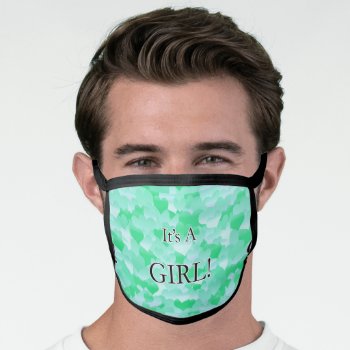 It's A Girl! Minty Hearts Face Mask by BlakCircleGirl at Zazzle