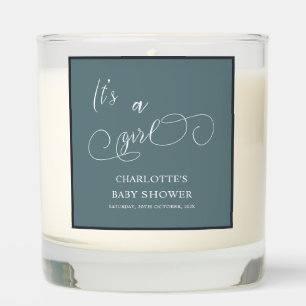 It's a Girl Modern Minimal Calligraphy Baby Shower Scented Candle