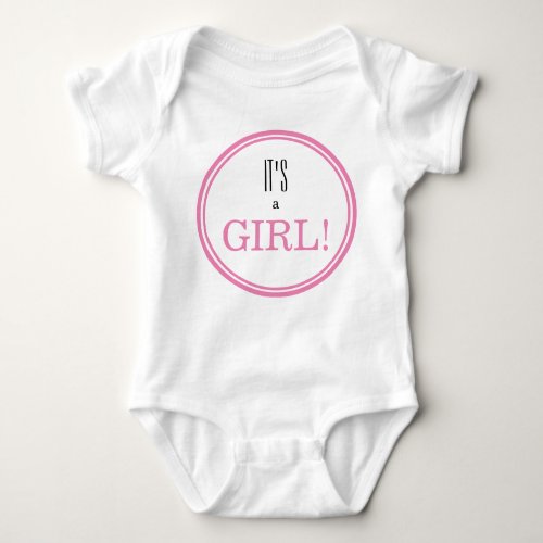 Its a Girl Modern Pink Baby Gender Reveal  Baby Bodysuit